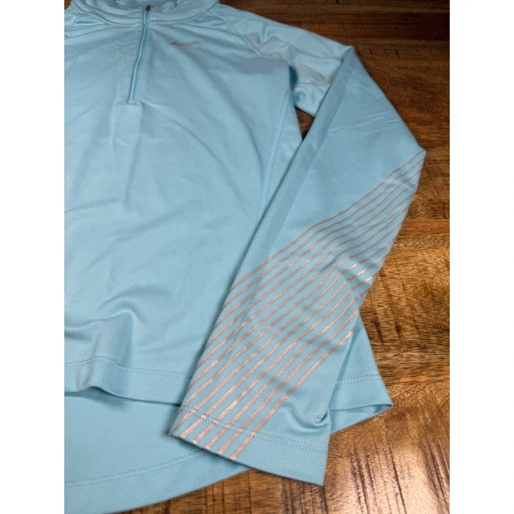 Nike Dri-FIT Running 1/4 Zip Pullover Top Blue Reflective Women's XS